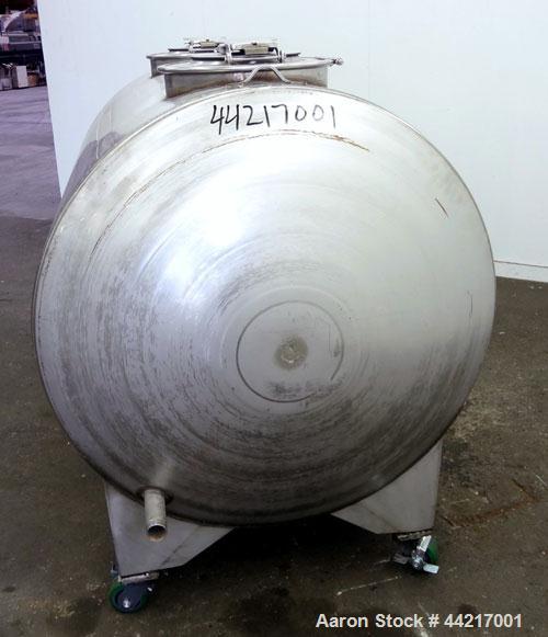 Used Precision Tank & Equipment Tank, 430 Gallon, 304 Stainless Steel, Horizontal. 44" Diameter x 60" straight side, dished heads. Openings top 2", 16" man ways with 10" hand holes in the covers. 5" ...