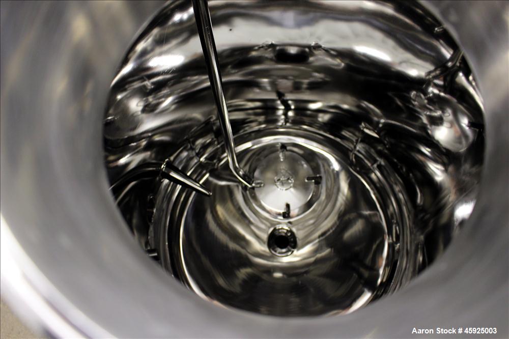 Used Precision Stainless Pressure Tank, 39.6 Gallon (150 Liter), 316L Stainless Steel, Vertical. 22" diameter x 24" straight side. Dished top and bottom. Internal rated 35 psi at -20 to 250 degrees F...