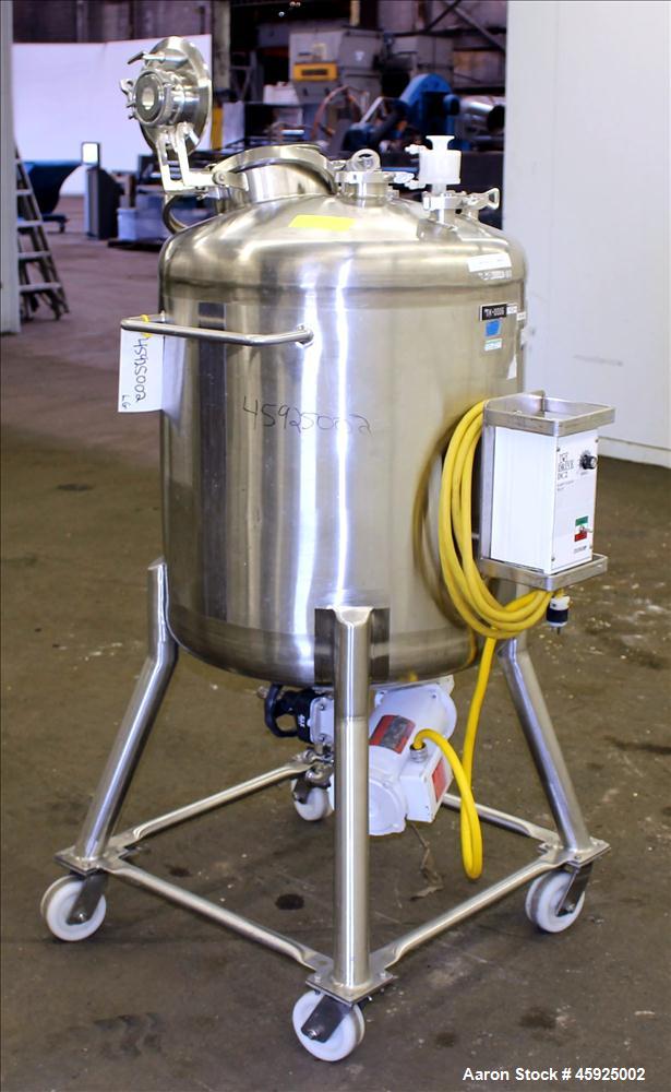 Used Precision Stainless Pressure Tank, 52.8 Gallon (200 Liter), 316L Stainless Steel, Vertical. 26" Diameter x 24" straight side. Dished top and bottom. Internal rated 35 psi at -20 to 250 degrees F...