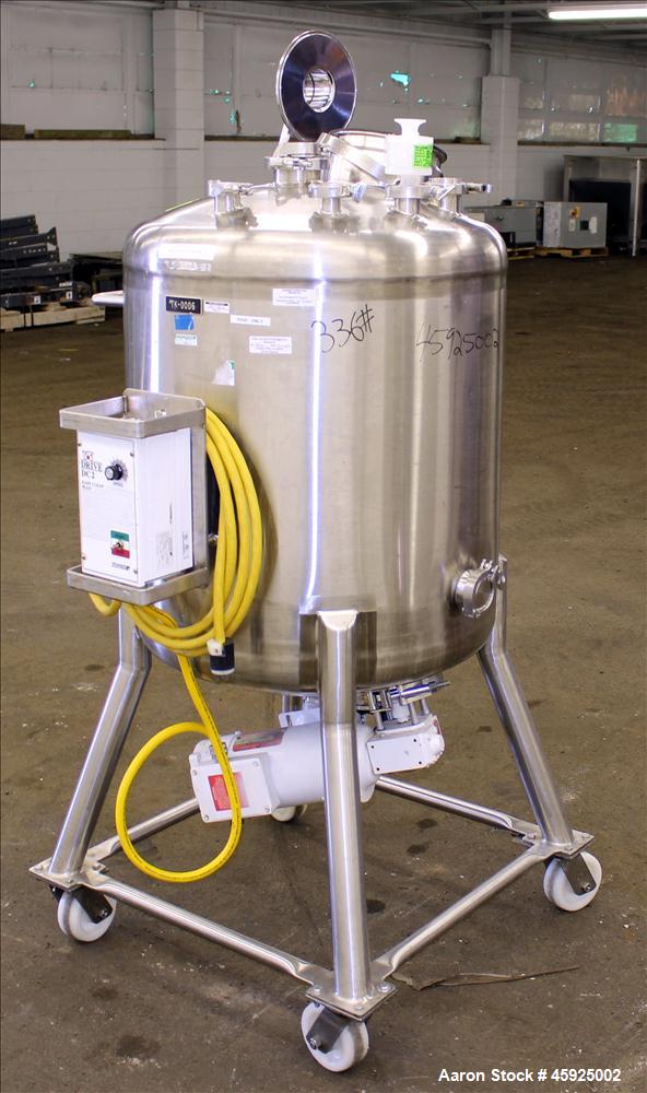 Used Precision Stainless Pressure Tank, 52.8 Gallon (200 Liter), 316L Stainless Steel, Vertical. 26" Diameter x 24" straight side. Dished top and bottom. Internal rated 35 psi at -20 to 250 degrees F...