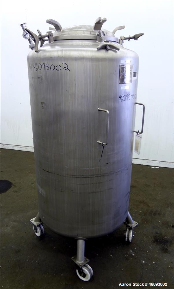 Used Precision Stainless Pressure Tank, 198.12 Gallons (705 Liters), 316L Stainless Steel, Vertical. 32" Diameter x 50" straight side, dished top & bottom. Internal rated 30 psi at 250 degrees F, vac...