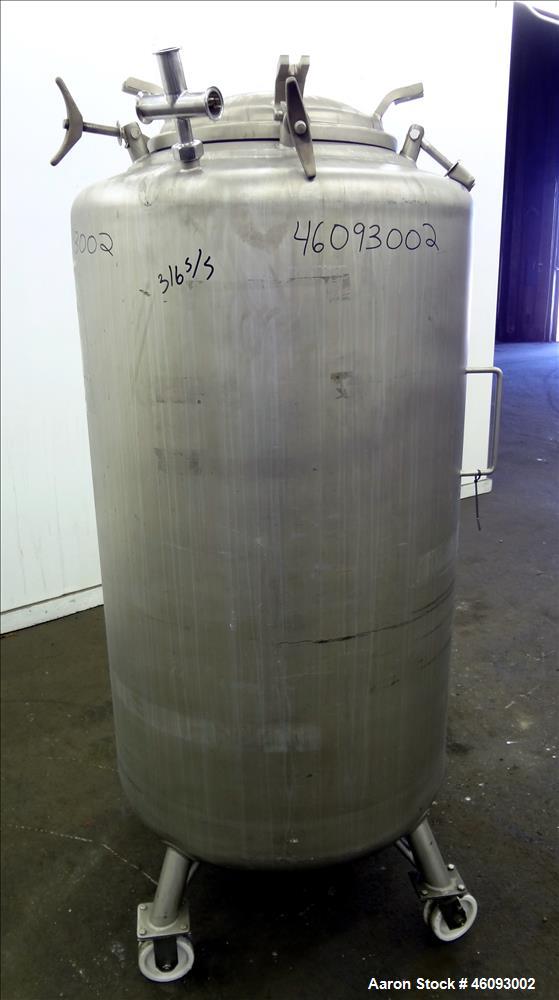Used Precision Stainless Pressure Tank, 198.12 Gallons (705 Liters), 316L Stainless Steel, Vertical. 32" Diameter x 50" straight side, dished top & bottom. Internal rated 30 psi at 250 degrees F, vac...