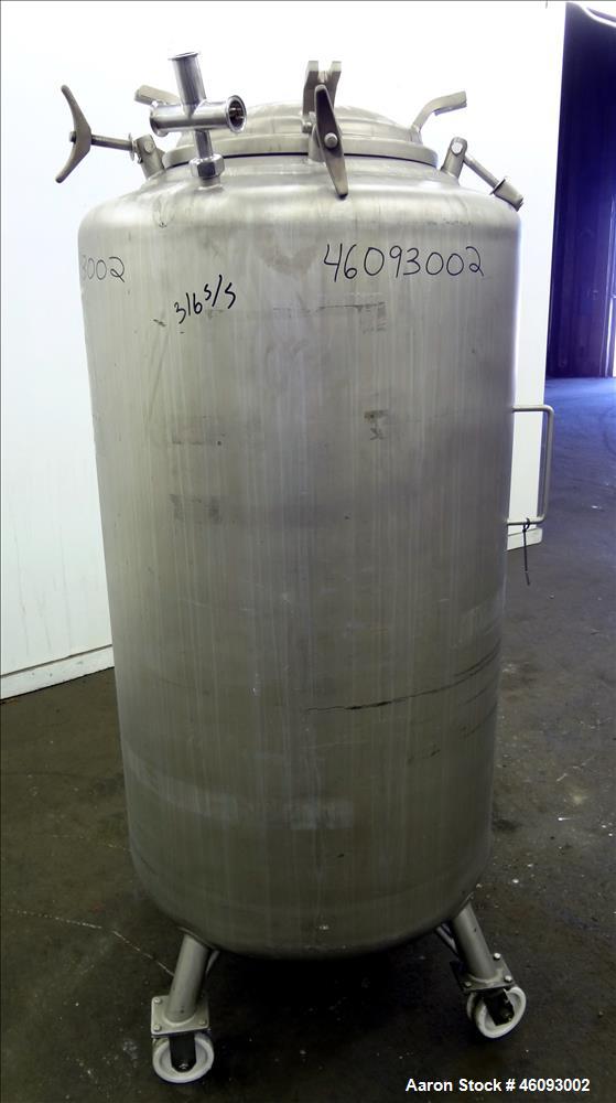 Used- Precision Stainless Pressure Tank, 198.12 Gallons (705 Liters), 316L Stainless Steel, Vertical. 32" Diameter x 50" str...