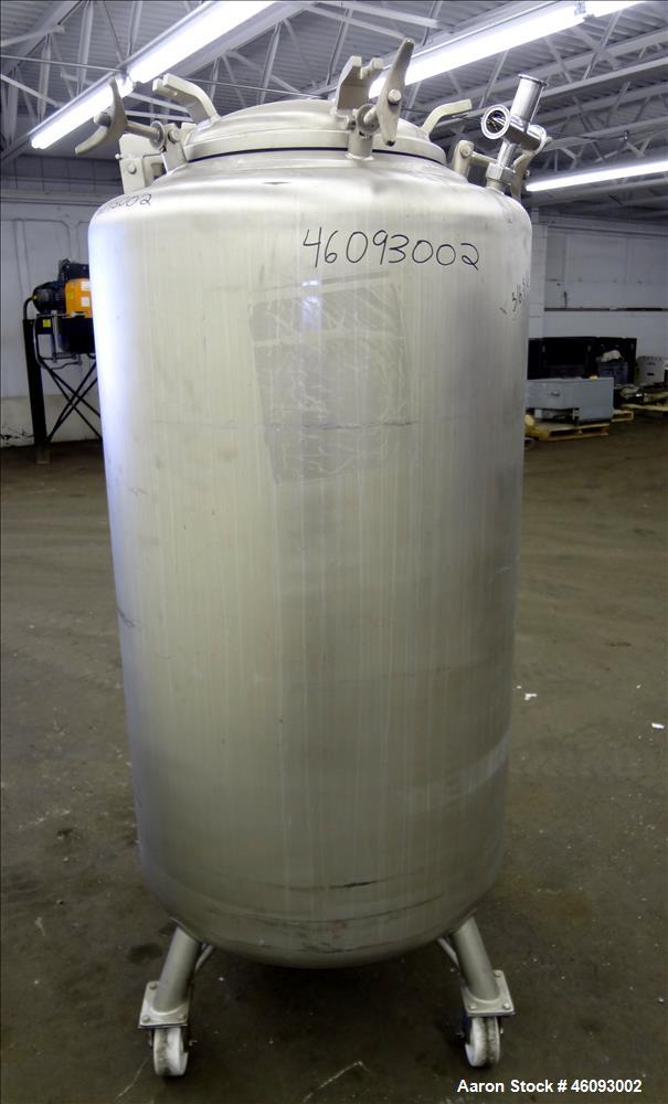 Used Precision Stainless Pressure Tank, 198.12 Gallons (705 Liters), 316L Stainless Steel, Vertical. 32" Diameter x 50" straight side, dished top & bottom. Internal rated 30 psi at 250 degrees F, vac...