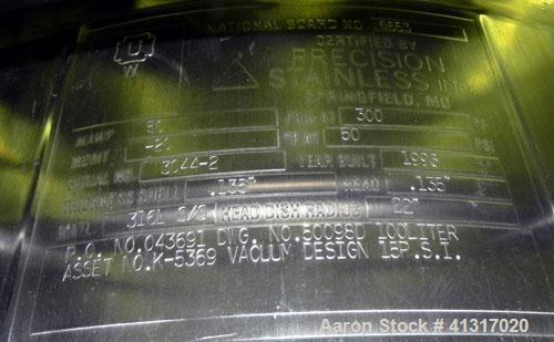 Used 26 Gallon Stainless Steel Precision Stainless Pressure Tank