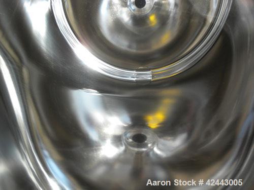 Used Precision Stainless Pressure Tank, 79 gallon (300 liter), 316L stainless steel, vertical. 24’’ Diameter x 36’’ straight side, dished clamp on top, coned bottom. Internal rated 30 psi at –20 to 3...