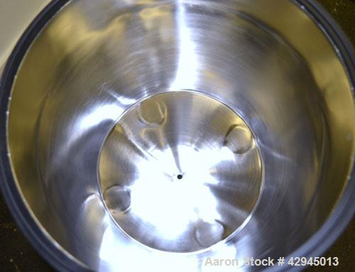 Used Precision Stainless Tank, 15 Liter (3.96 Gallon), 316L Stainless Steel, Vertical. 10-1/2" Diameter x 11" straight side, dished clamp on top, coned bottom. Polished internal rated 1 psi at  300 d...