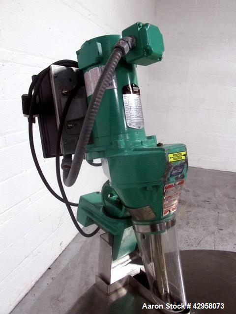 Used Precision Stainless Tank, 200 Liter (52.8 Gallon). 316L Stainless steel construction, approximately 27" diameter x 18" straight side, open top, hemispherical bottom, with side mounted 0.25 hp ag...