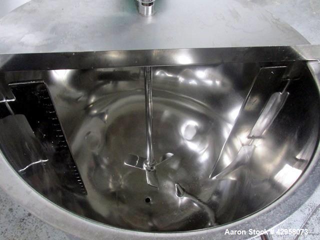 Used Precision Stainless Tank, 200 Liter (52.8 Gallon). 316L Stainless steel construction, approximately 27" diameter x 18" straight side, open top, hemispherical bottom, with side mounted 0.25 hp ag...