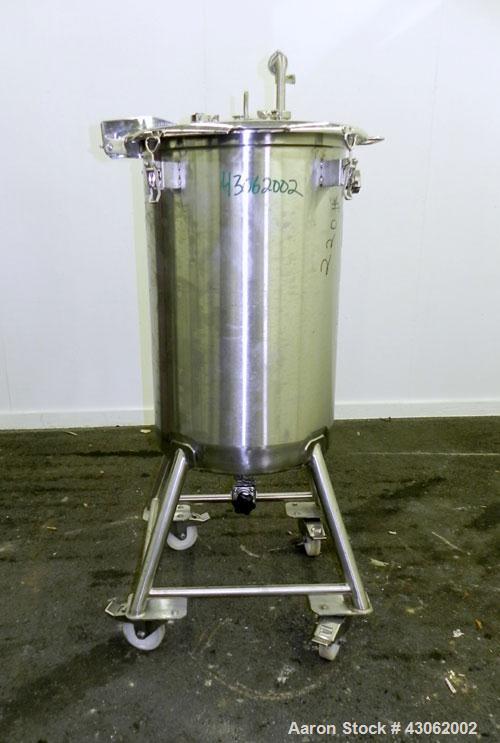 Used Precision Stainless Tank, 200 Liter (52.8 Gallon), 316L Stainless Steel, Vertical. 22’’ Diameter x 33’’ straight side. Flat open top with a 1 piece cover with a 1/3 hinged cover, dished bottom. ...