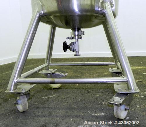 Used Precision Stainless Tank, 200 Liter (52.8 Gallon), 316L Stainless Steel, Vertical. 22’’ Diameter x 33’’ straight side. Flat open top with a 1 piece cover with a 1/3 hinged cover, dished bottom. ...