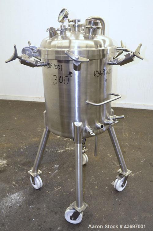 Used Precision Stainless Pressure Tank, 39.6 Gallon (150 Liter), 316L Stainless Steel, Vertical.  22-1/2” Diameter x 24” straight side, dished clamp on top, dished bottom.  Internal rated 67.5 psi at...