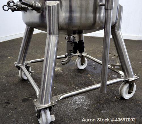 Used Precision Stainless Pressure Tank, 66 Gallon (250 Liter), 316L Stainless Steel, Vertical.  28” Diameter x 28” straight side, dished clamp on top, dished bottom. Internal rated 55.4 psi at –20 to...