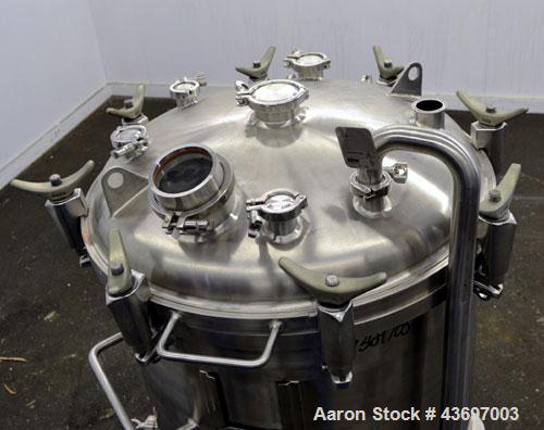 Used Precision Stainless Pressure Tank, 66 Gallon (250 Liter), 316L Stainless Steel, Vertical.  28” Diameter x 28” straight side, dished clamp on top, dished bottom. Internal rated 55.4 psi at –20 to...