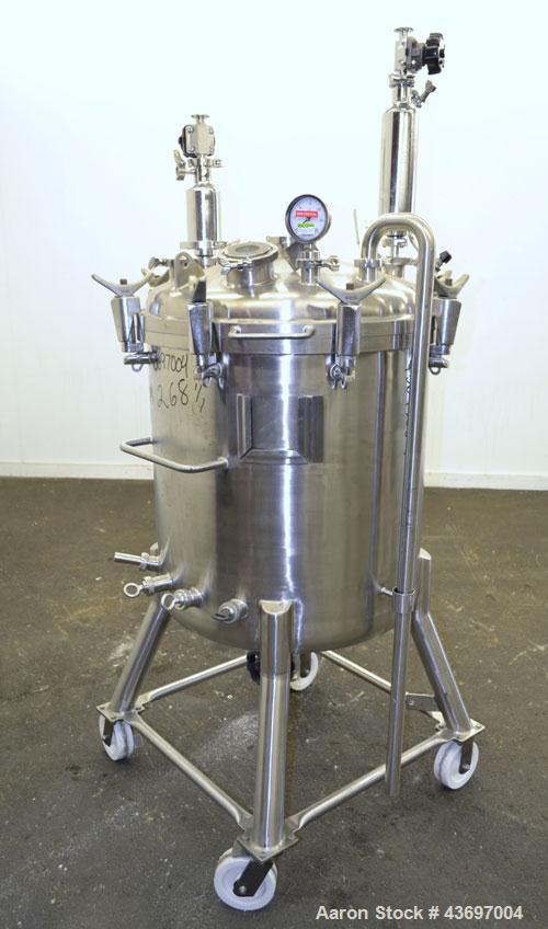 Used- Precision Stainless Pressure Tank, 66 Gallon (250 Liter), 316L Stainless Steel, Vertical.  28” Diameter x 28” straight...