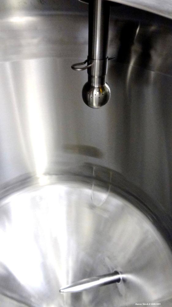 Used Precision Stainless Pressure Tank, 210 Liter (55.49 Gallon), 316 L Stainless Steel, Vertical.  Approximately 26.75" diameter x 18" straight side, dish top, coned bottom.  Internal rated 50 psi a...
