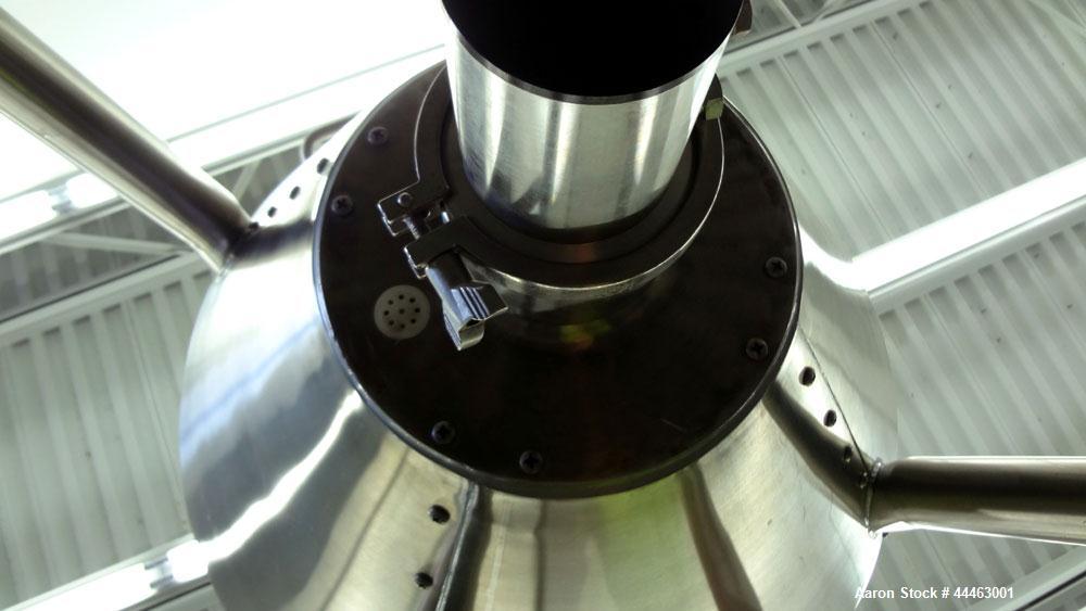 Used Precision Stainless Pressure Tank, 210 Liter (55.49 Gallon), 316 L Stainless Steel, Vertical.  Approximately 26.75" diameter x 18" straight side, dish top, coned bottom.  Internal rated 50 psi a...