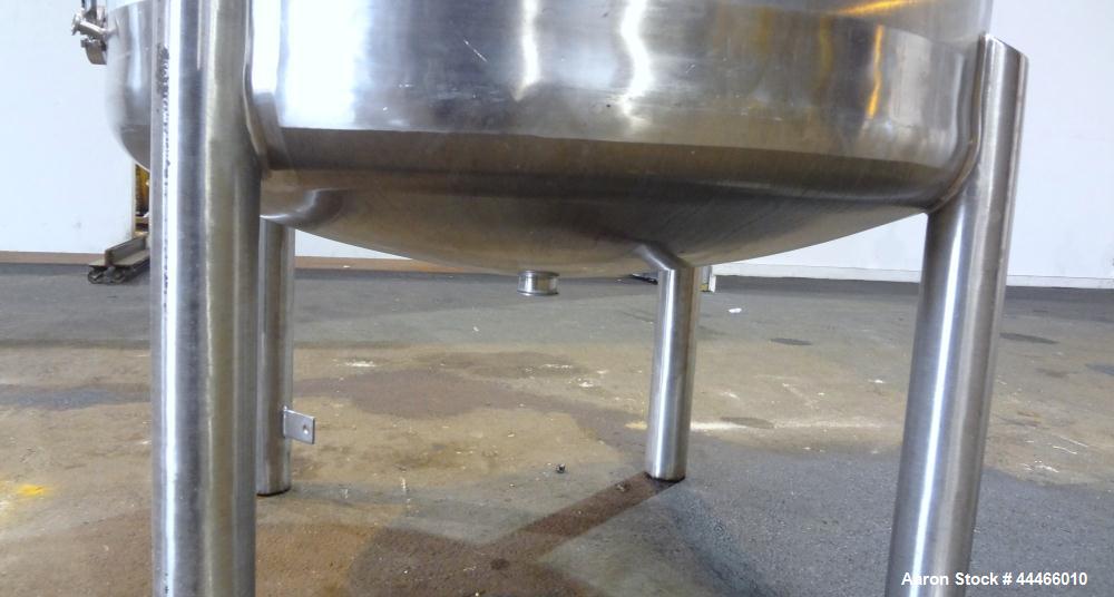 Used Precision Stainless Pressure Tank, 1750 Liter (462 Gallon), 316L Stainless Steel, Vertical. 44" Diameter x 60" straight side, dished top and bottom. Internal rated 60 psi at 300 degrees F, vesse...
