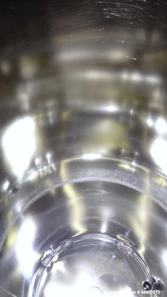 Used Precision Stainless Tank, 200 Liters (52.8 Gallons), 316L Stainless Steel, Vertical.  Approximately 20" diameter x 40" straight side, flat open top with a 1 piece cover, sloped bottom.  Internal...