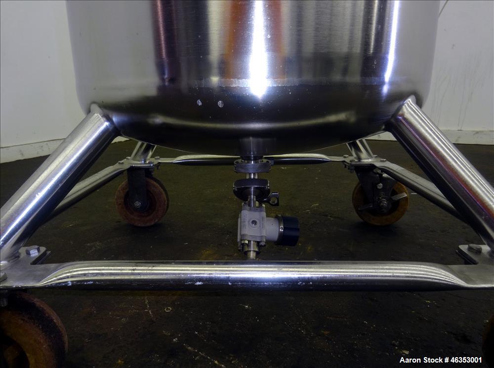 Used Precision Stainless Pressure Tank, 26.4 Gallons (100 Liters), 316L Stainless Steel, Vertical. 23-5/8" Diameter x 14" straight side. Dished clamp-on top, dished bottom. Internal rated 50 psi at -...