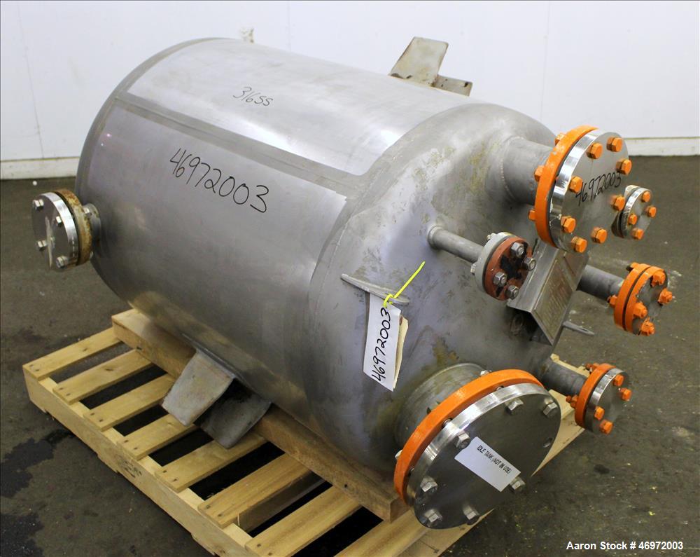 Used Precision Stainless Tank, 100 Gallons, 316 Stainless Steel, Vertical.
