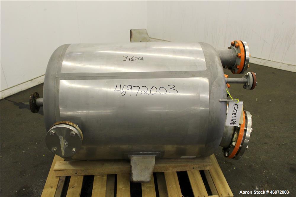 Used Precision Stainless Tank, 100 Gallons, 316 Stainless Steel, Vertical.