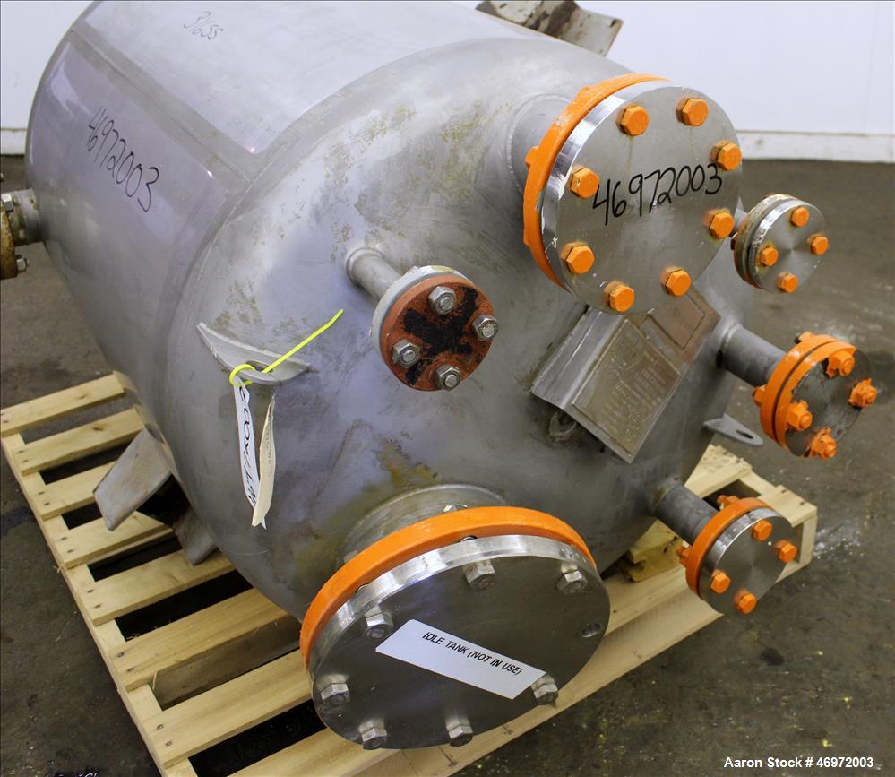 Used Precision Stainless Tank, 100 Gallons, 316 Stainless Steel, Vertical.