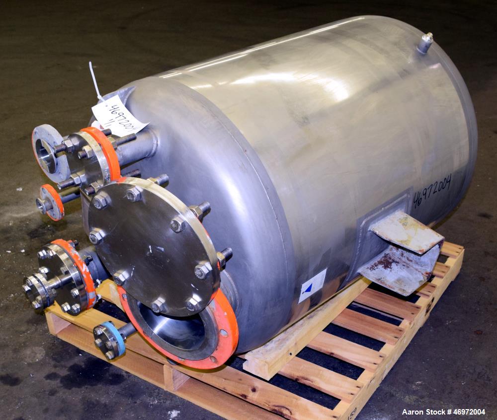 Used Precision Stainless Tank, 100 Gallons, 316 Stainless Steel, Vertical.