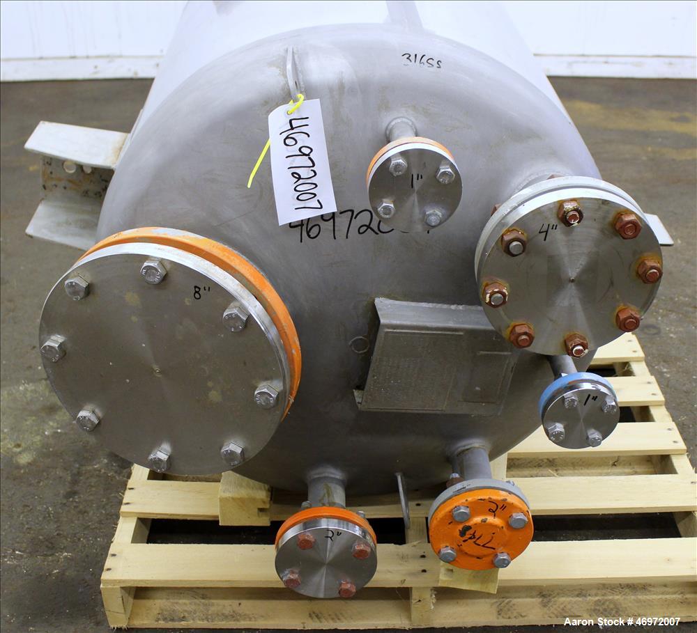Used Precision Stainless Tank, 100 Gallons, 316 Stainless Steel, Vertical.