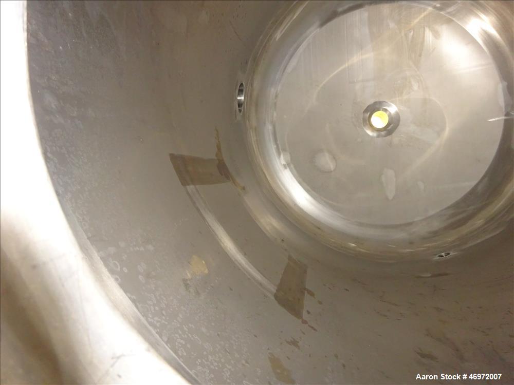 Used Precision Stainless Tank, 100 Gallons, 316 Stainless Steel, Vertical.