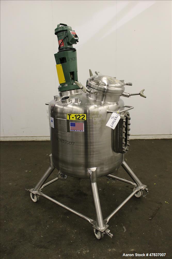 Used Precision Stainless Pressure Tank, 250 liter (66 Gallon), 316L Stainless Steel, Vertical. 30" Diameter x 24" straight side, dished top and bottom. Internal rated 40 psi at -20 to 300 degrees F.,...