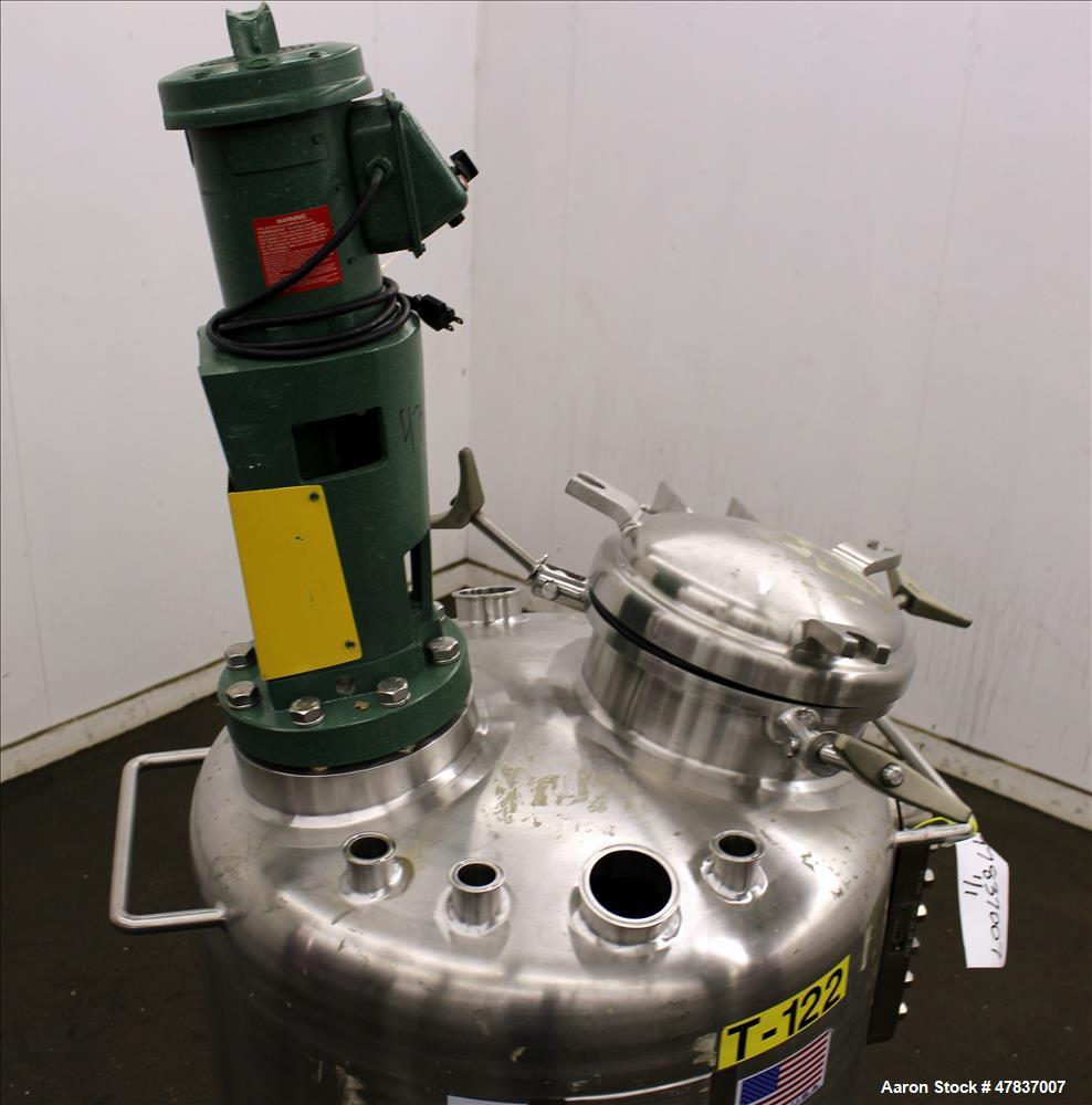 Used Precision Stainless Pressure Tank, 250 liter (66 Gallon), 316L Stainless Steel, Vertical. 30" Diameter x 24" straight side, dished top and bottom. Internal rated 40 psi at -20 to 300 degrees F.,...