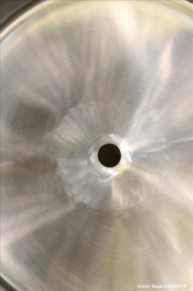 Used Precision Stainless Pressure Tank, 25 Liter (6 Gallon), 316L Stainless Steel, Vertical. 12" Diameter x 16" straight side, dished clamp on top, coned bottom. Internal rated 45 psi at -20 to 350 d...