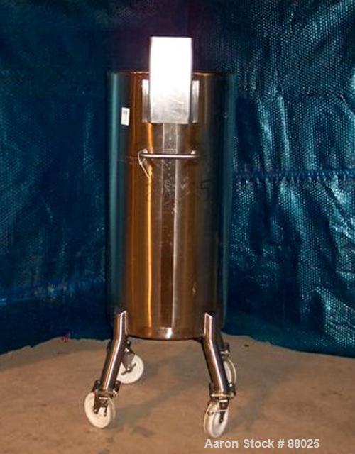 USED: Precision Stainless Tank, 52 gallon, 316L stainless steel, vertical. 20" diameter x 40" straight side. Open top with 1 piece cover, sloped bottom. Internal rated atmos at 100 deg F. Provision f...