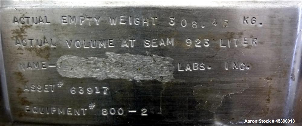 Used 800 Liter Stainless Steel Precision Stainless Pressure Tank