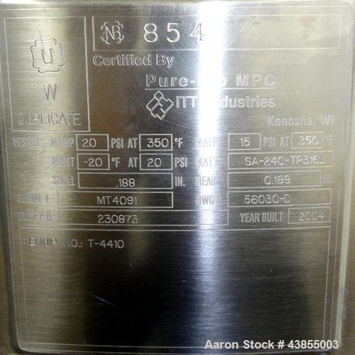 Used 130 Gallon Stainless Steel Pure-Flo Pressure Tank