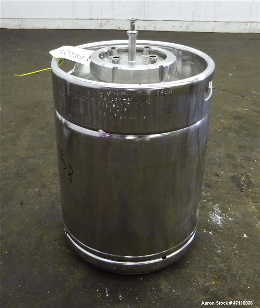 Used Bolz Rutten Sterile Storage Systems Pressure Tank, 13.2 Gallon (50 Liter) Capacity, 316L Stainless Steel, Vertical. Approximate 395mm (15.5") diameter by 304mm (12") straight side, dished top & ...