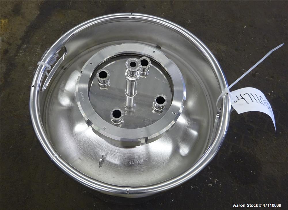 Used Bolz Rutten Sterile Storage Systems Pressure Tank, 13.2 Gallon (50 Liter) Capacity, 316L Stainless Steel, Vertical. Approximate 395mm (15.5") diameter by 304mm (12") straight side, dished top & ...