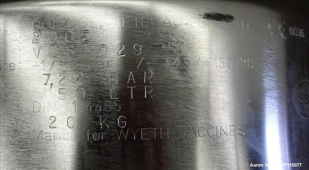 Used Bolz Rutten Sterile Storage Systems Pressure Tank
