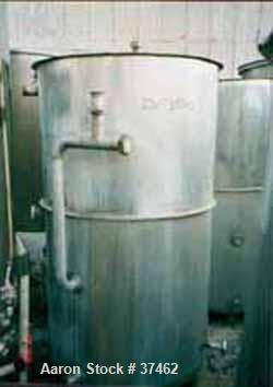USED: Sani Tank, 300 gallon, stainless steel, vertical. 38" diameter x 60" straight side. Flat open top with 1/2 hinged cover, flat bottom. 2-1/2" side bottom outlet.