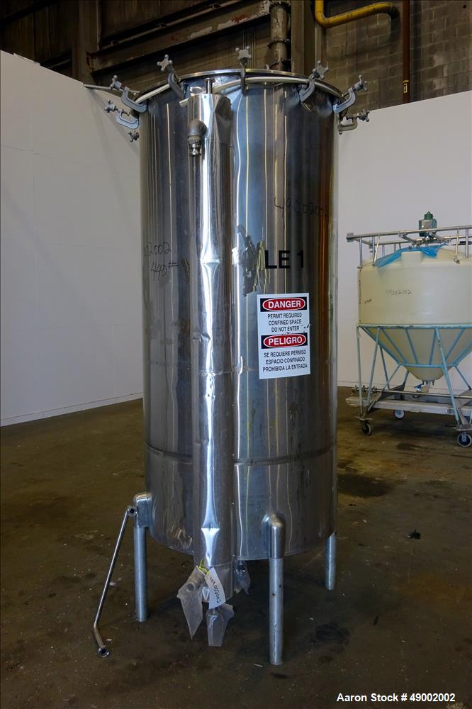 Used Sani-Tanks Tank, Approximate 400 Gallon, 304 Stainless Steel, Vertical.