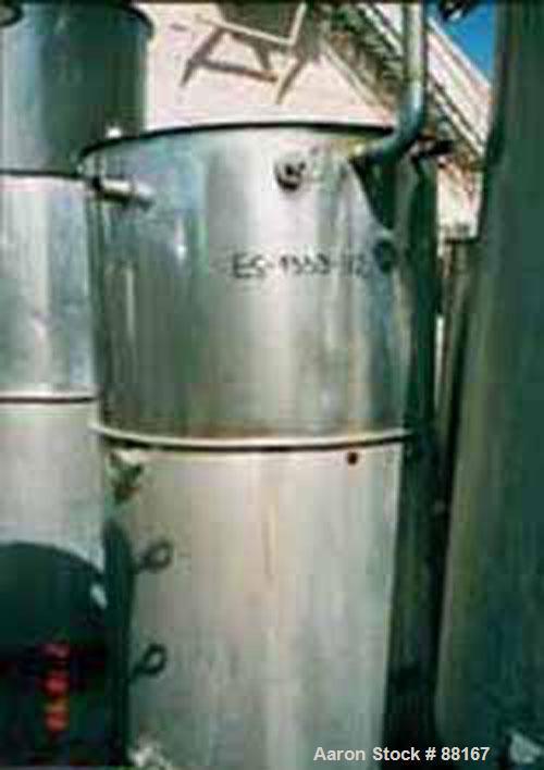 Used Sani Tank, 300 Gallon, Stainless Steel, Vertical. 38" diameter x 60" straight side. Flat open top with 1/2 hinged cover, flat bottom. 2-1/2" side bottom outlet.