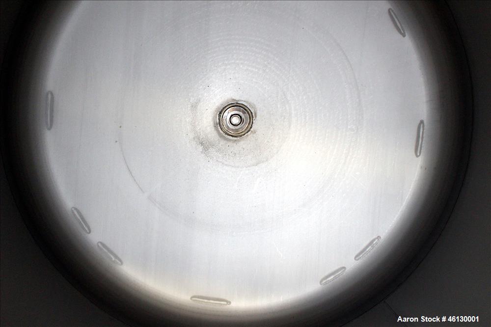 Used Sharpville Container Pressure Tank, 1250 Liter (330 Gallon), 304 Stainless Steel. 44-7/8" Diameter x 41" straight side. Dished top and bottom heads. Internal rated 40 psi at -20 to 250 degrees F...