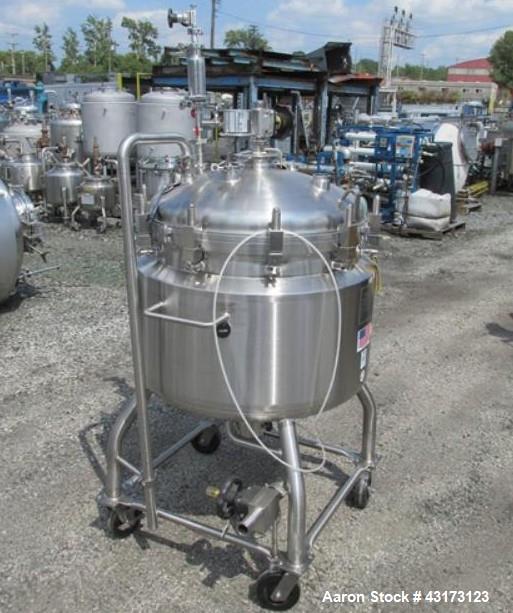 Used- Stainless Fabrication receiver, 250 liter,  316L stainless steel construction, approximately 30" diameter x 17" straig...