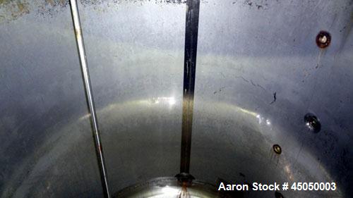 Used Stainless Fabrication Tank, 250 Gallon, 304 Stainless Steel, Vertical. Approximate 38" Diameter x 46" straight side, open top with a 1 piece 1/3 hinged cover, dished bottom. Internal rated atmos...