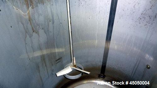 Used Stainless Fabrication Tank, 250 Gallon, 304 Stainless Steel, Vertical. Approximate 38" Diameter x 46" straight side, open top with a 1 piece 1/3 hinged cover, dished bottom. Internal rated atmos...