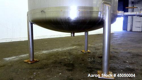 Used Stainless Fabrication Tank, 250 Gallon, 304 Stainless Steel, Vertical. Approximate 38" Diameter x 46" straight side, open top with a 1 piece 1/3 hinged cover, dished bottom. Internal rated atmos...