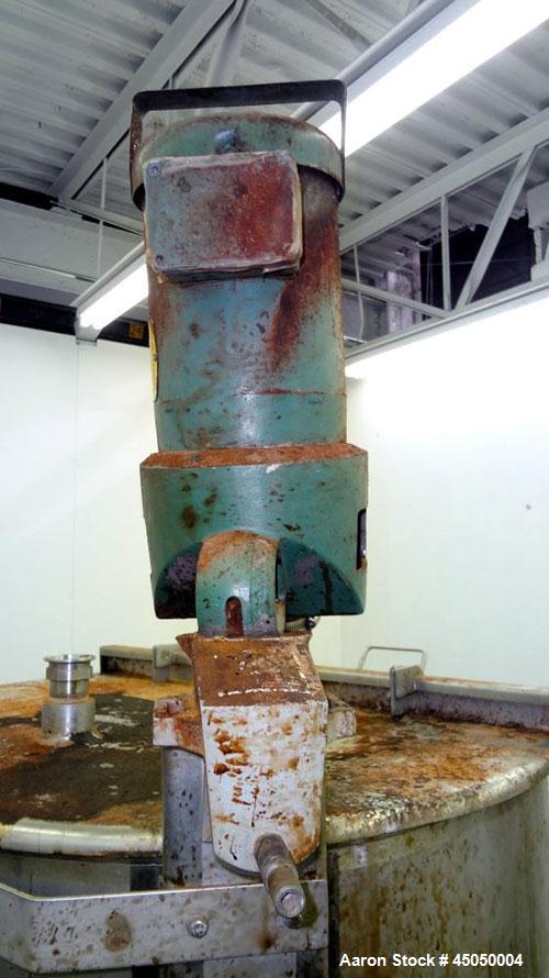 Used Stainless Fabrication Tank, 250 Gallon, 304 Stainless Steel, Vertical. Approximate 38" Diameter x 46" straight side, open top with a 1 piece 1/3 hinged cover, dished bottom. Internal rated atmos...