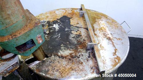 Used Stainless Fabrication Tank, 250 Gallon, 304 Stainless Steel, Vertical. Approximate 38" Diameter x 46" straight side, open top with a 1 piece 1/3 hinged cover, dished bottom. Internal rated atmos...