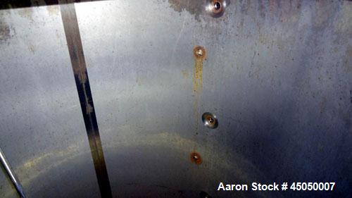 Used Stainless Fabrication Tank, 250 Gallon, 304 Stainless Steel, Vertical. Approximate 38" Diameter x 46" straight side, open top with a 1 piece 1/3 hinged cover, dished bottom. Internal rated atmos...